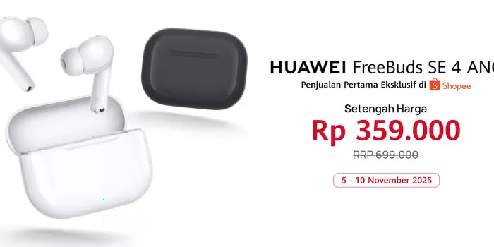 Desain ergonomis Huawei FreeBuds SE 4 ANC yang ringan dan nyaman
