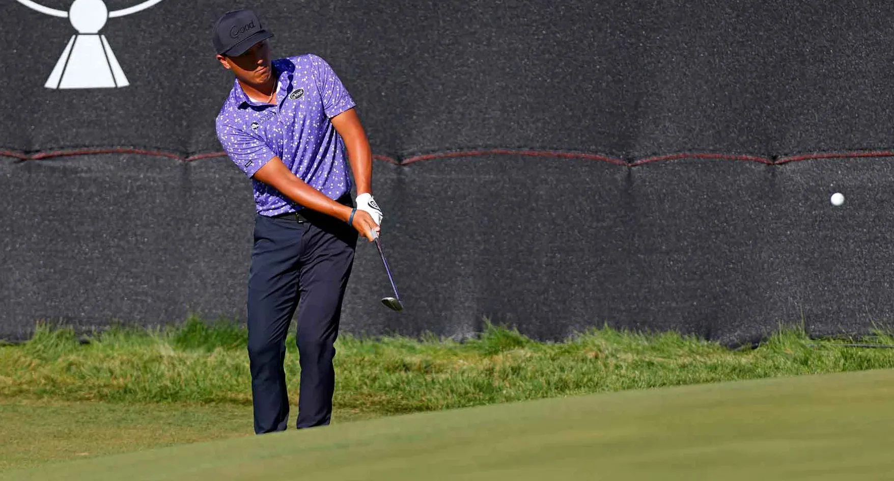 isaiah salinda hits chip shot during 2025 bank of utah championship