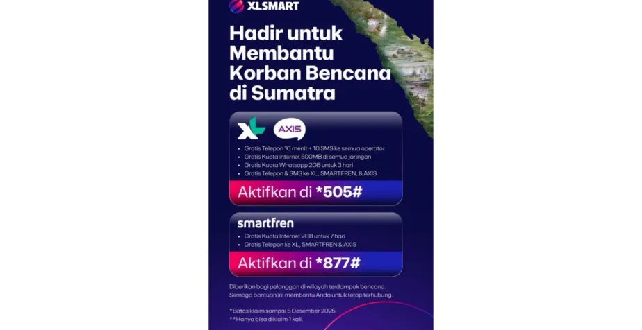 XLSMART Geber Pemulihan Jaringan di Sumatera, Siapkan Kuota Gratis untuk Korban Banjir