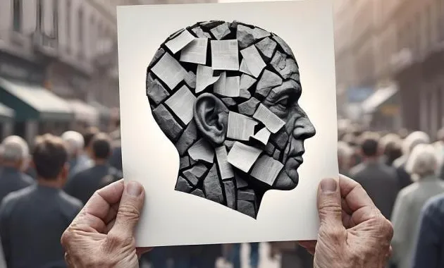 Ilustrasi teknologi pengenalan wajah (face recognition) yang menunjukkan garis-garis pemindaian di atas wajah manusia.