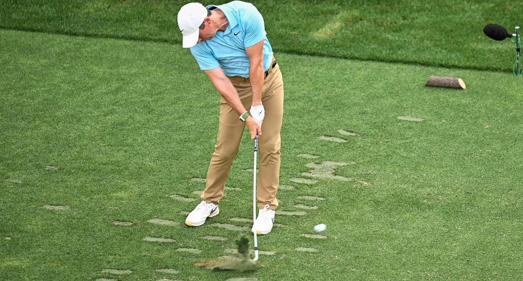 rory mcilroy at impact during the 2023 masters