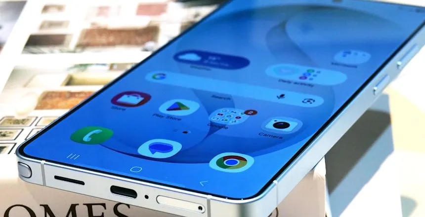 The bottom ports and stylus slot on a Galaxy S26 Ultra.