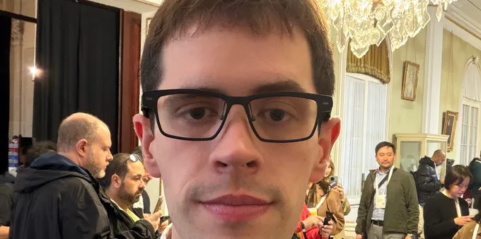 A person wearing AR glasses by XGIMI