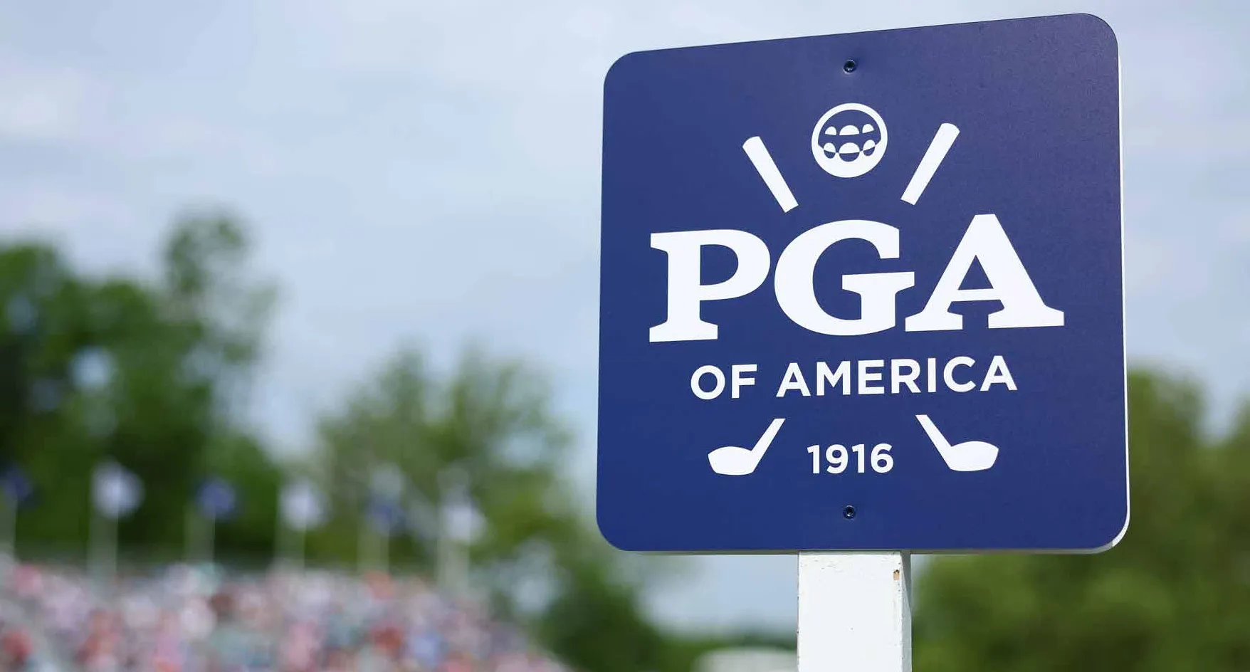 blue pga of america sign at the 2024 pga championship