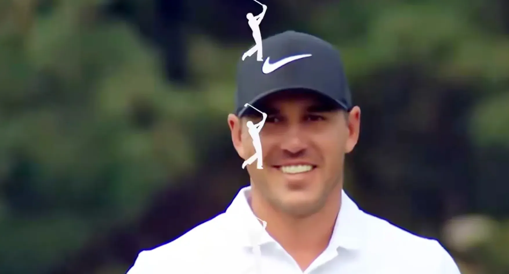 brooks koepka smiles on camera during pga tour commercial