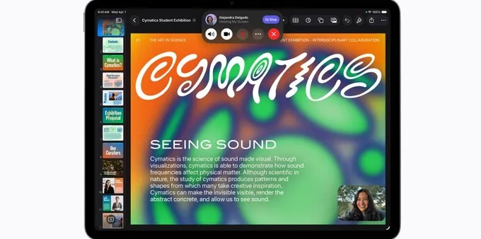 iPad Air M4 with SharePlay on in a FaceTime call