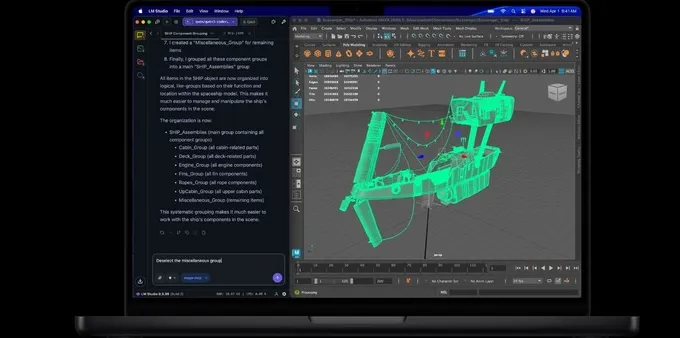 A MacBook Pro running a 3D rendering program