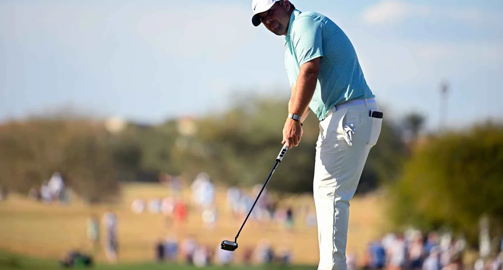 Chris Gotterup of the United States putts on the 15th green during the third round of the WM Phoenix Open 2026 at TPC Scottsdale on February 07, 2026 in Scottsdale, Arizona.