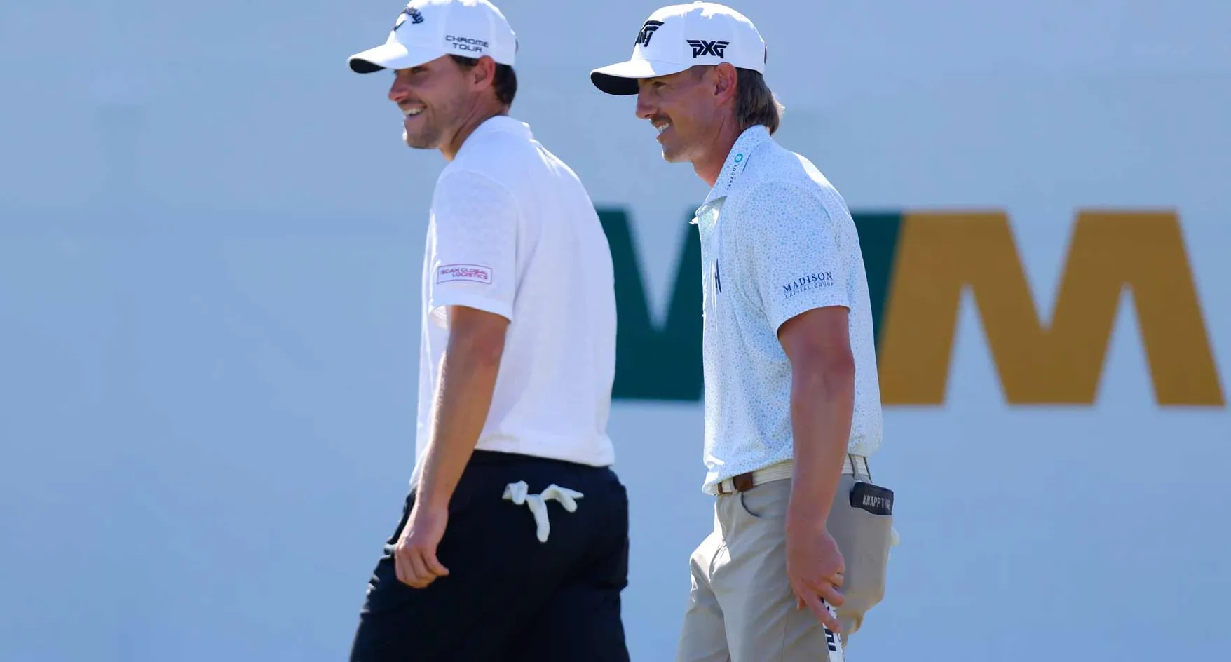 Nicolai Hojgaard and Jake Knapp, who just earned 2026 Masters invites, talk during the 2026 WM Phoenix Open.