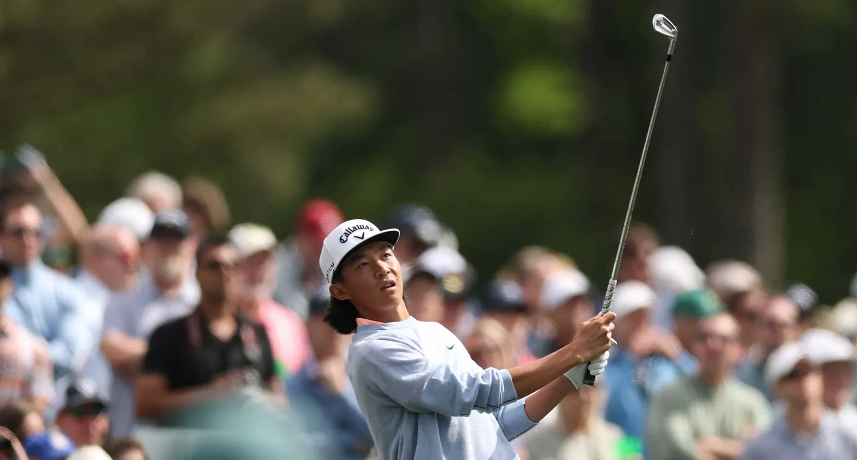 Ethan Fang hits a shot at Augusta National